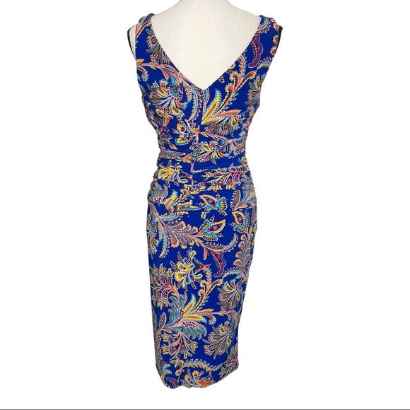 LAUREN RALPH LAUREN Colorful Paisley Print Sleeveless dress. Faux wrap. Size 4 - Picture 5 of 7